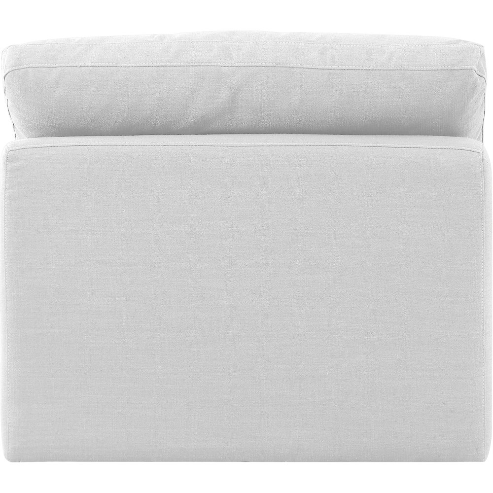Indulge White Linen Textured Fabric Armless Chair. Picture 3