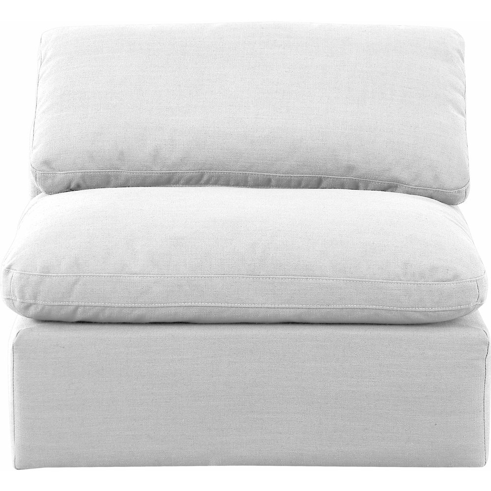 Indulge White Linen Textured Fabric Armless Chair. Picture 4