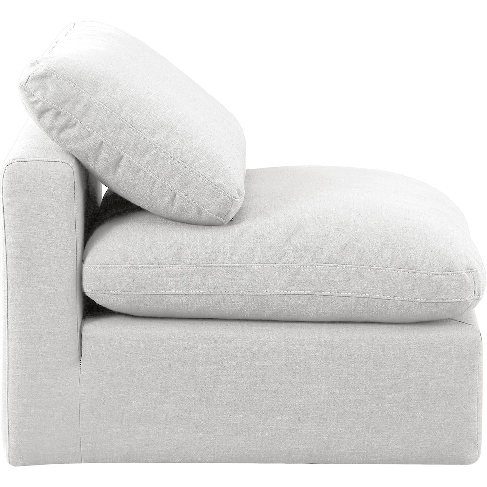 Indulge White Linen Textured Fabric Armless Chair. Picture 5