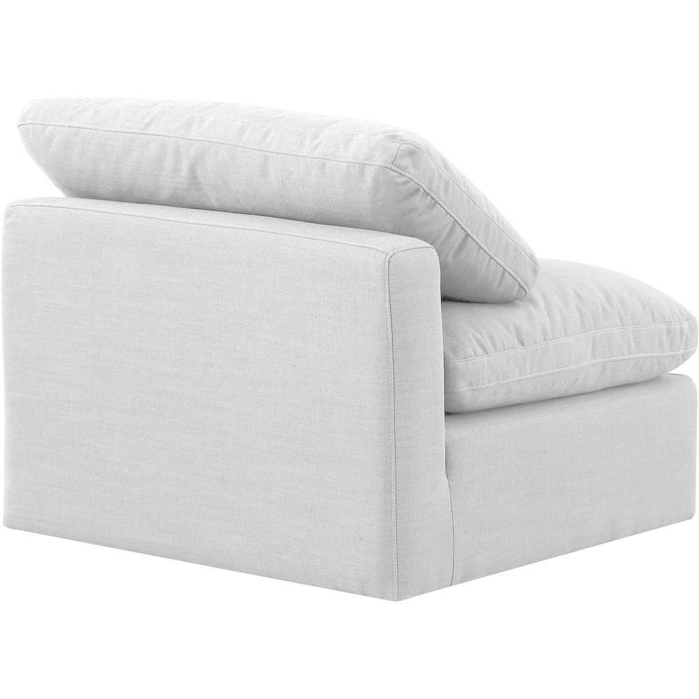 Indulge White Linen Textured Fabric Armless Chair. Picture 6
