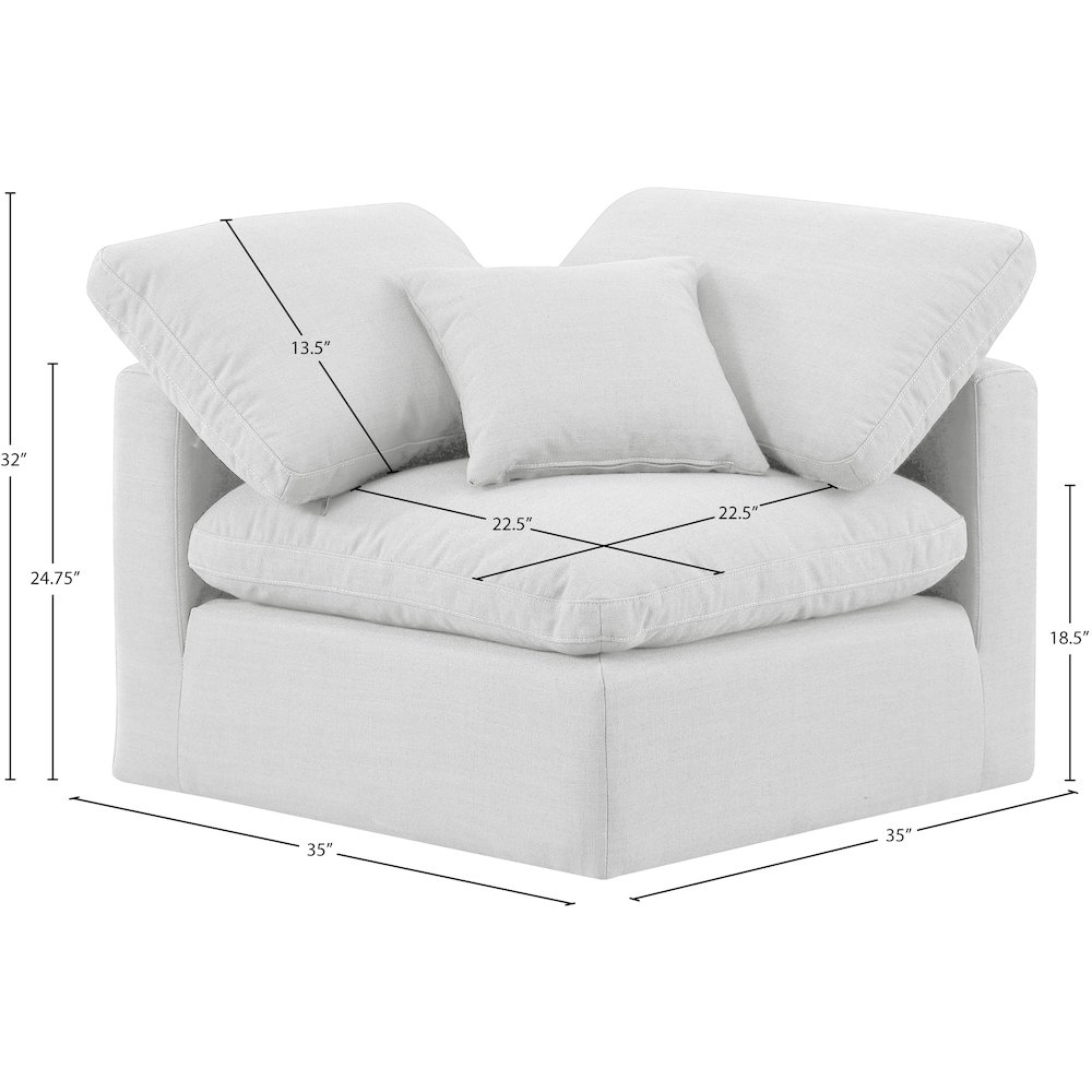 Indulge White Linen Textured Fabric Corner Chair. Picture 8