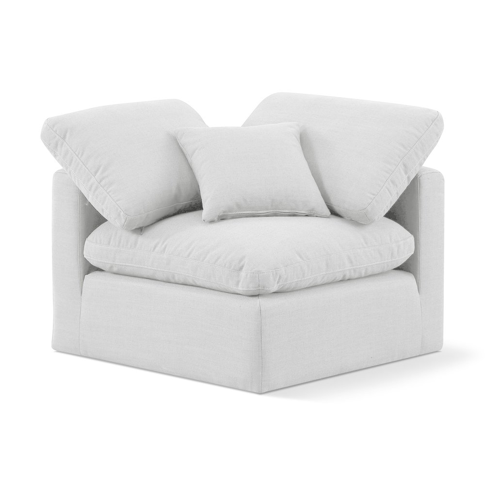 Indulge White Linen Textured Fabric Corner Chair. Picture 1