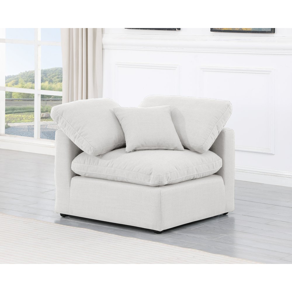 Indulge White Linen Textured Fabric Corner Chair. Picture 2