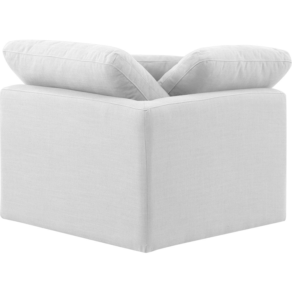 Indulge White Linen Textured Fabric Corner Chair. Picture 3
