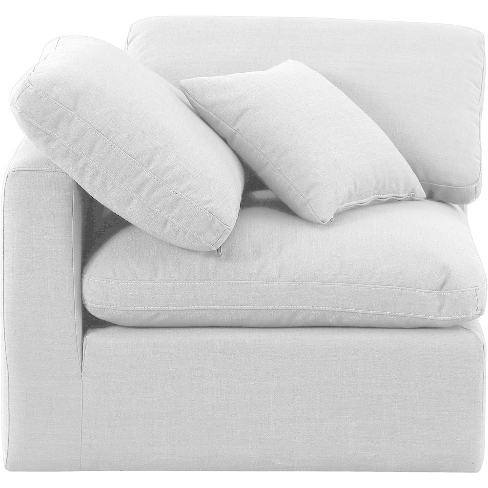Indulge White Linen Textured Fabric Corner Chair. Picture 4