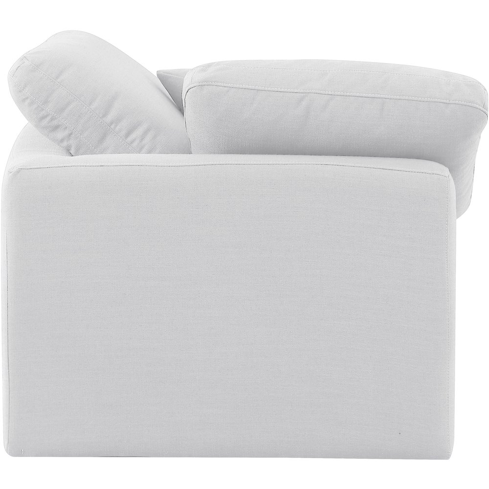 Indulge White Linen Textured Fabric Corner Chair. Picture 5