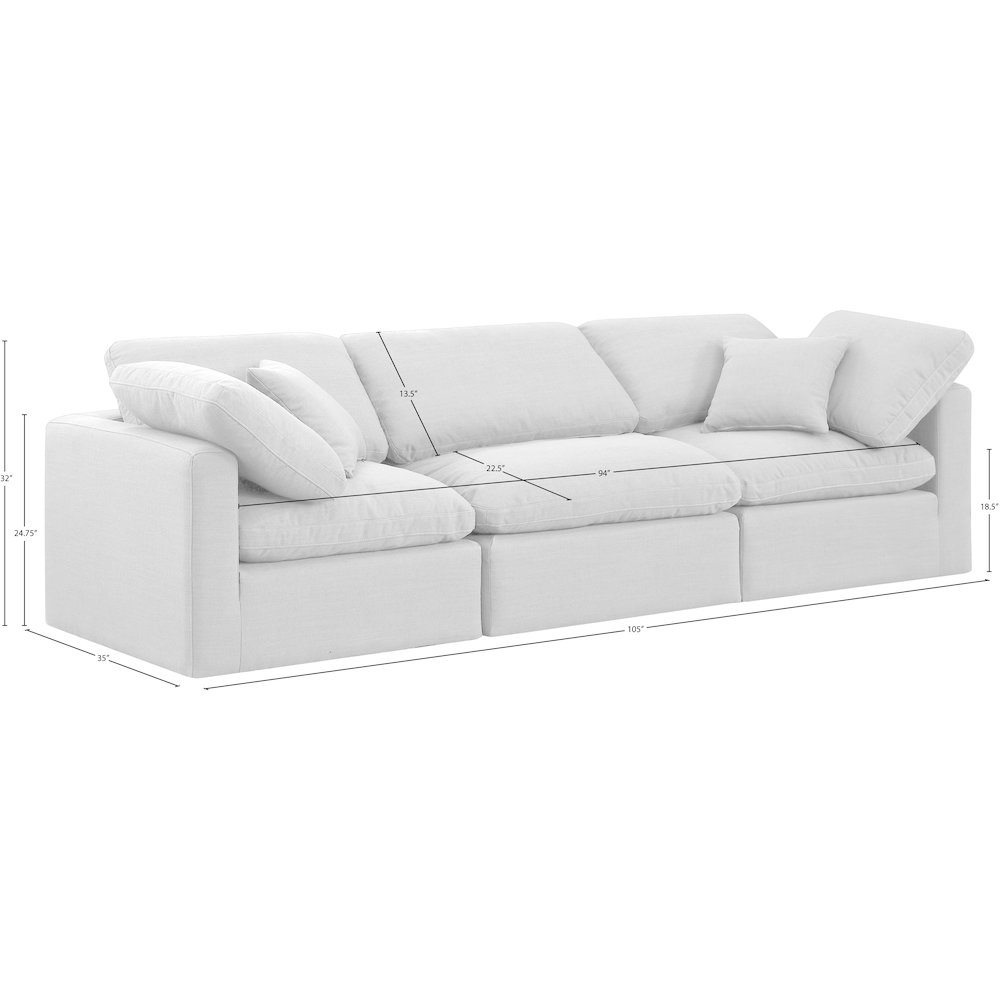 Indulge White Linen Textured Fabric Modular Sofa. Picture 8
