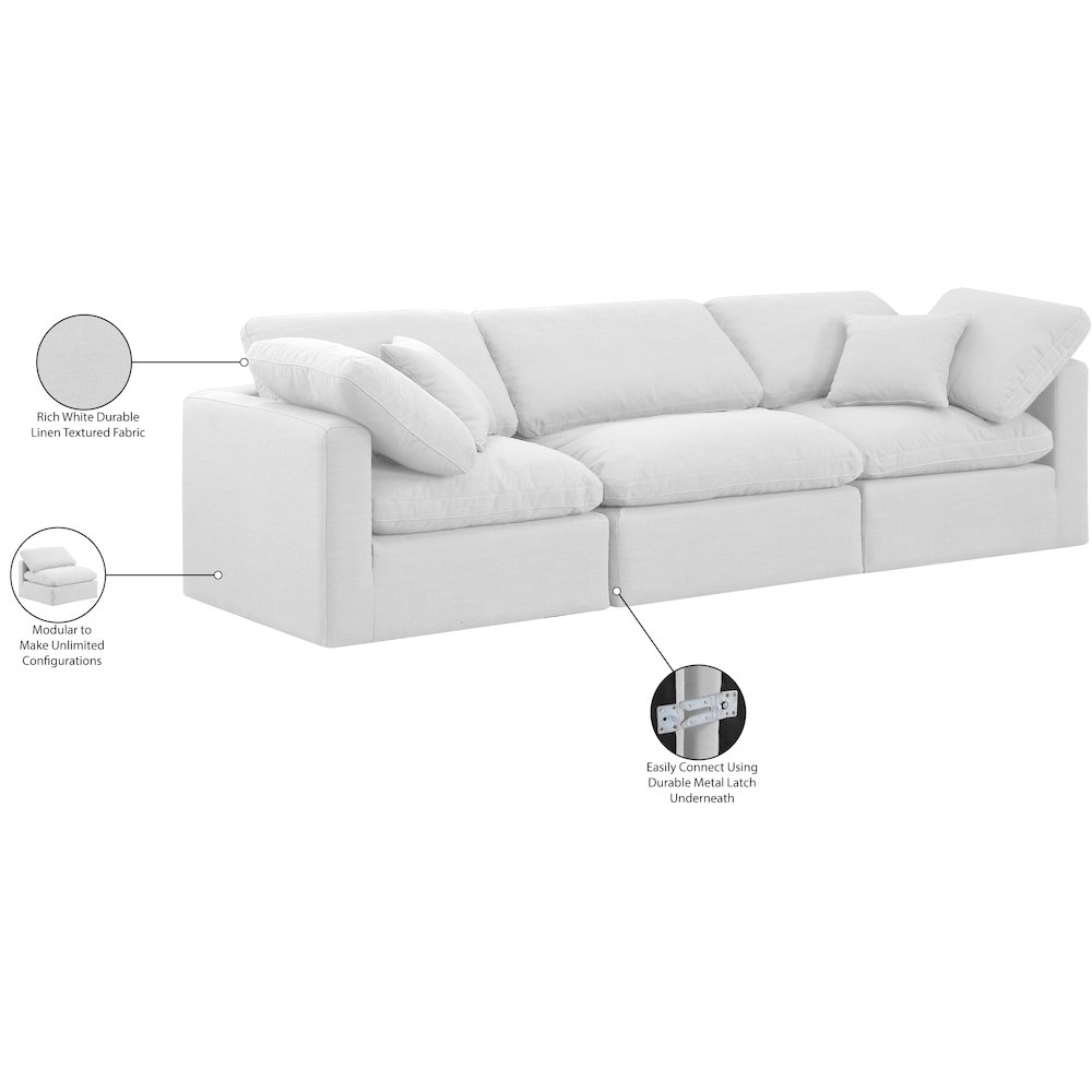 Indulge White Linen Textured Fabric Modular Sofa. Picture 9