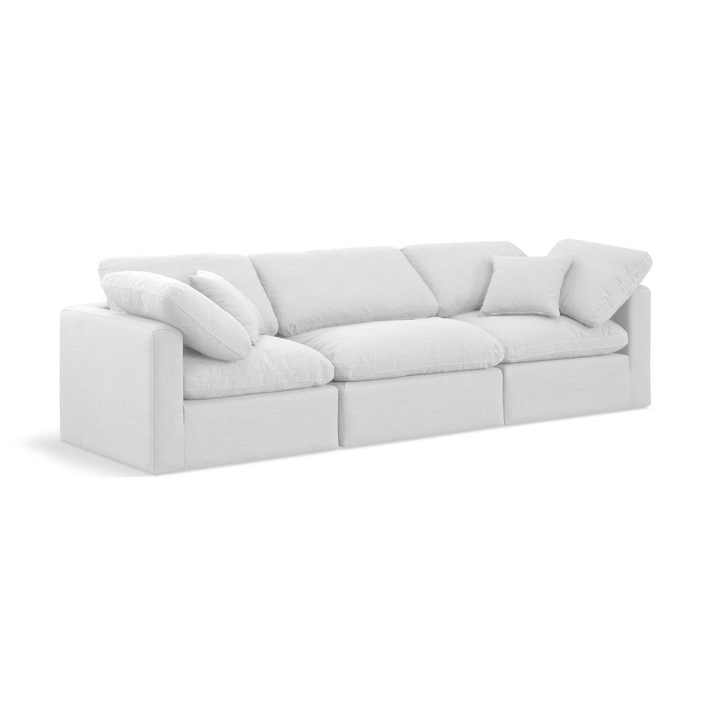 Indulge White Linen Textured Fabric Modular Sofa. Picture 1