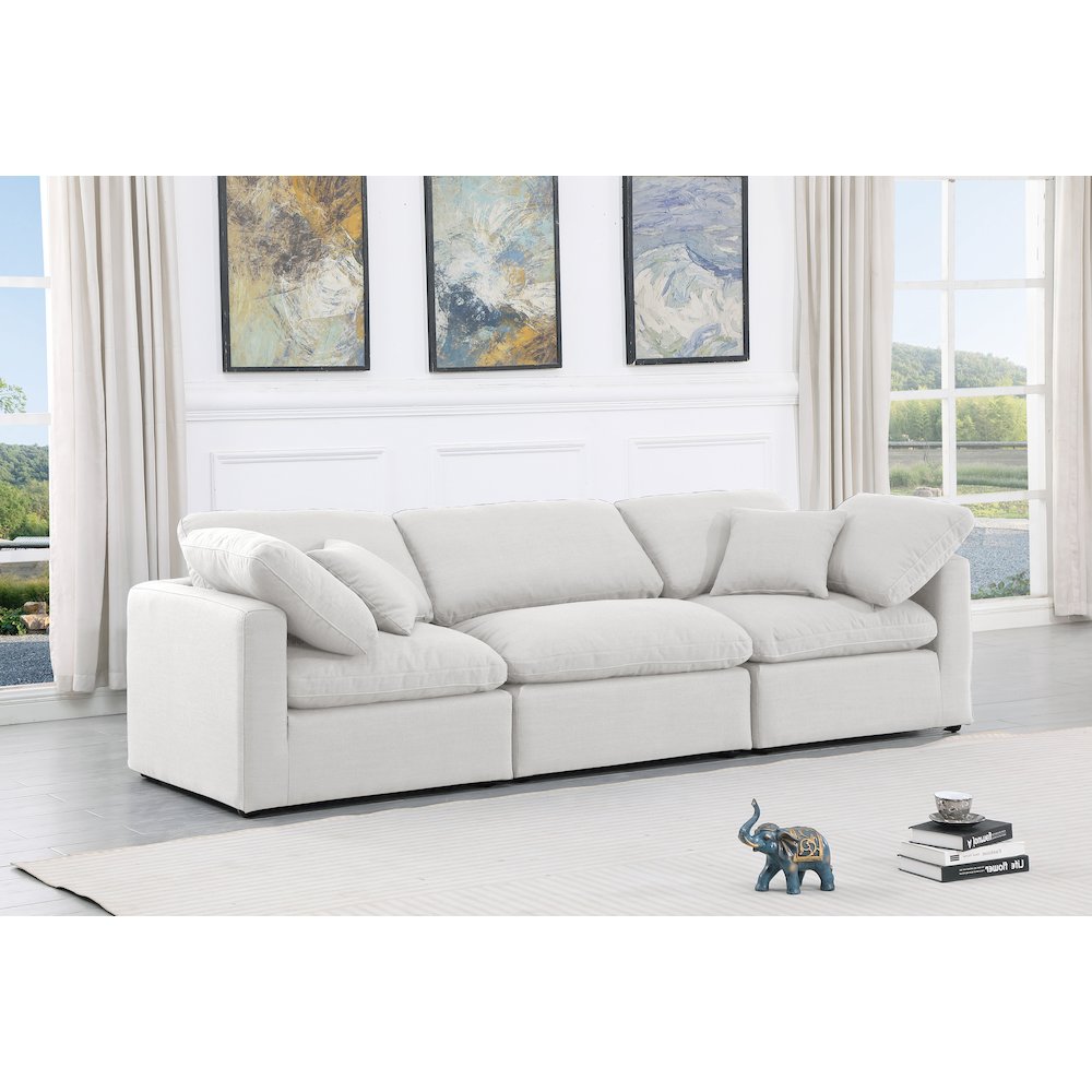 Indulge White Linen Textured Fabric Modular Sofa. Picture 2