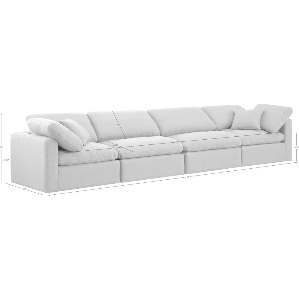 Indulge White Linen Textured Fabric Modular Sofa. Picture 8
