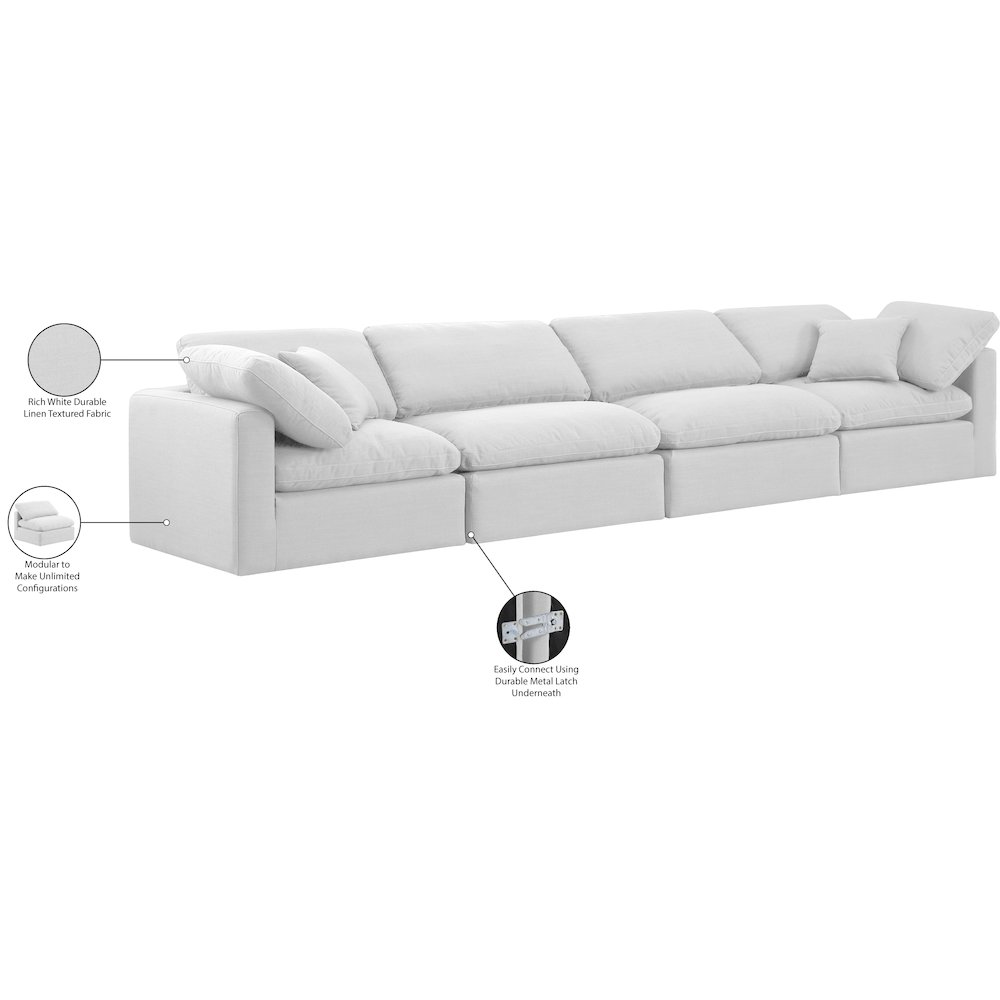Indulge White Linen Textured Fabric Modular Sofa. Picture 9