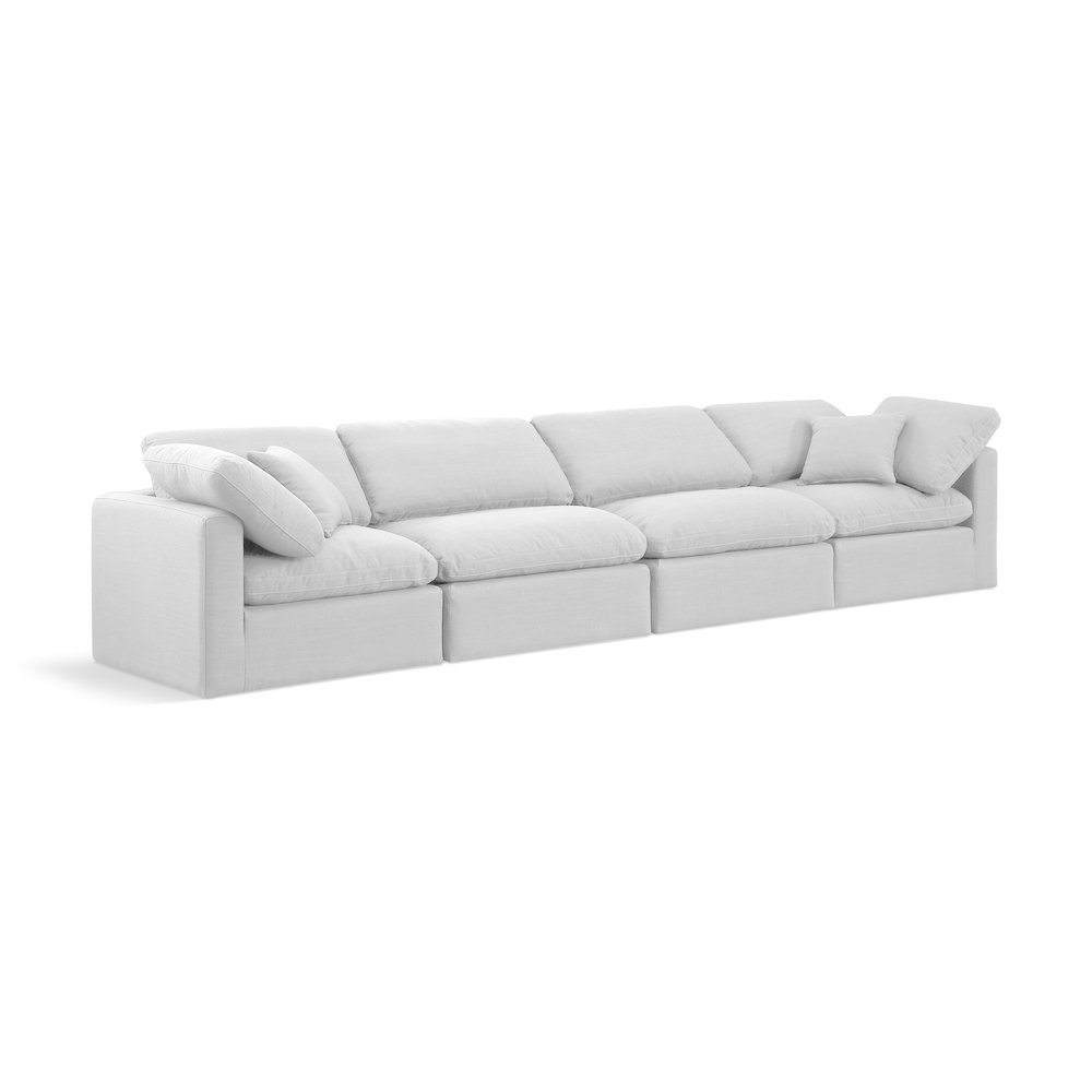 Indulge White Linen Textured Fabric Modular Sofa. Picture 1