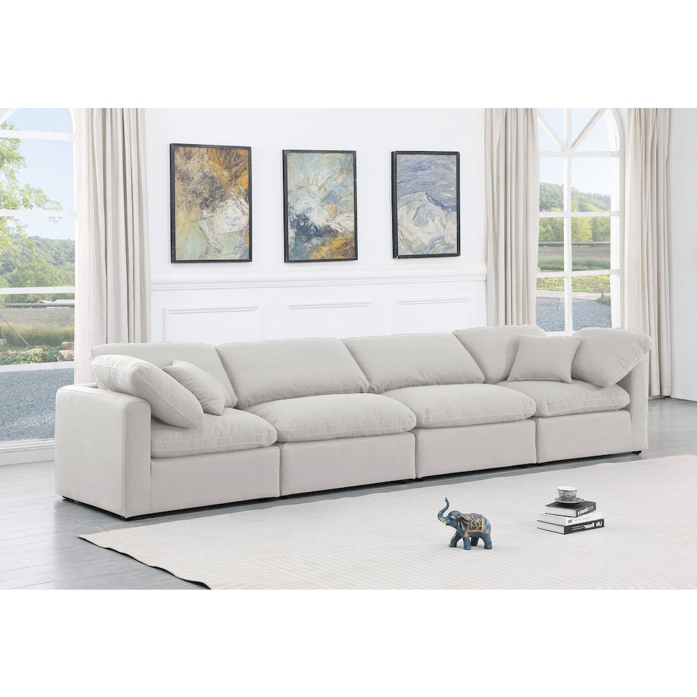 Indulge White Linen Textured Fabric Modular Sofa. Picture 2
