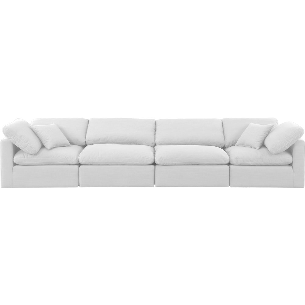 Indulge White Linen Textured Fabric Modular Sofa. Picture 4
