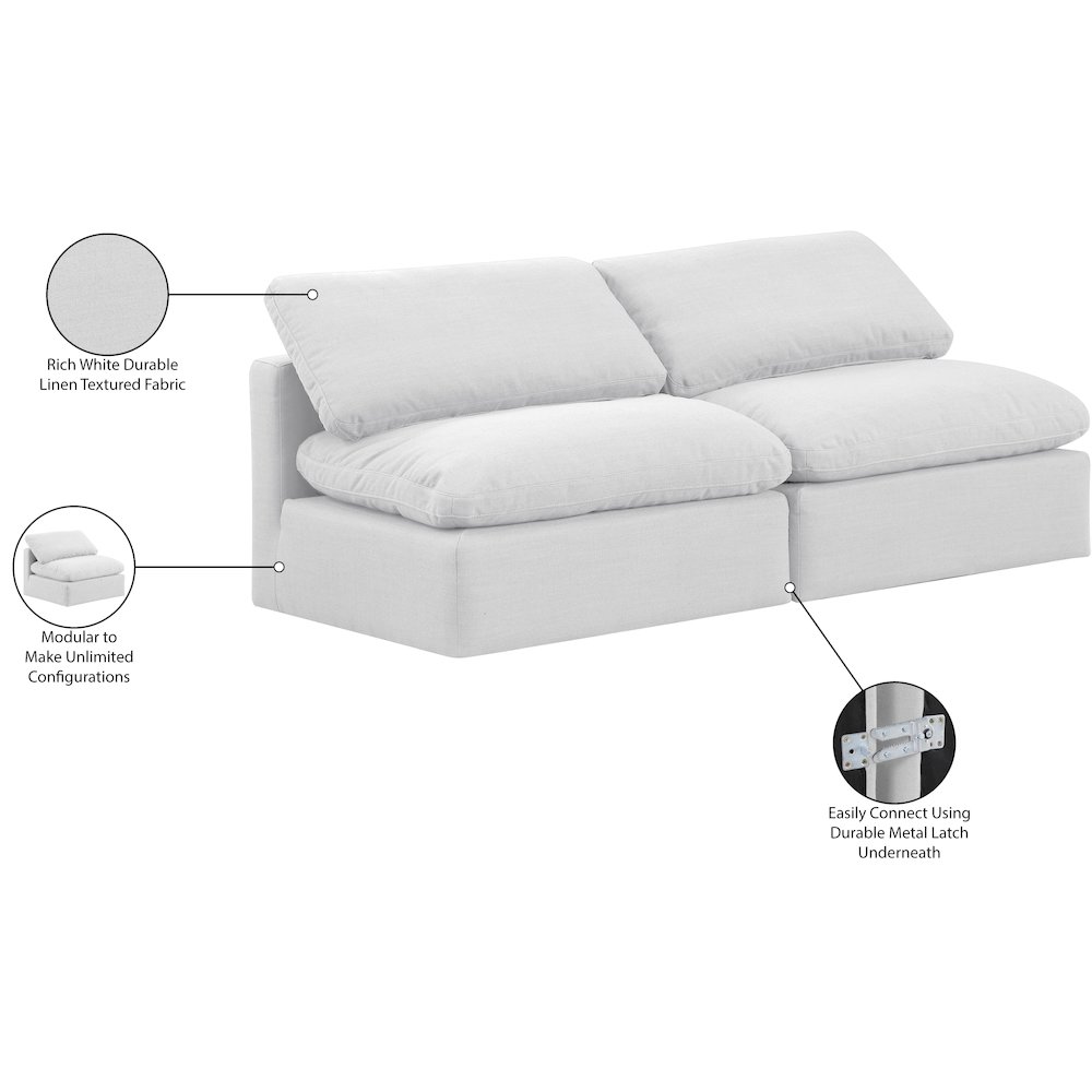 Indulge White Linen Textured Fabric Modular Sofa. Picture 8