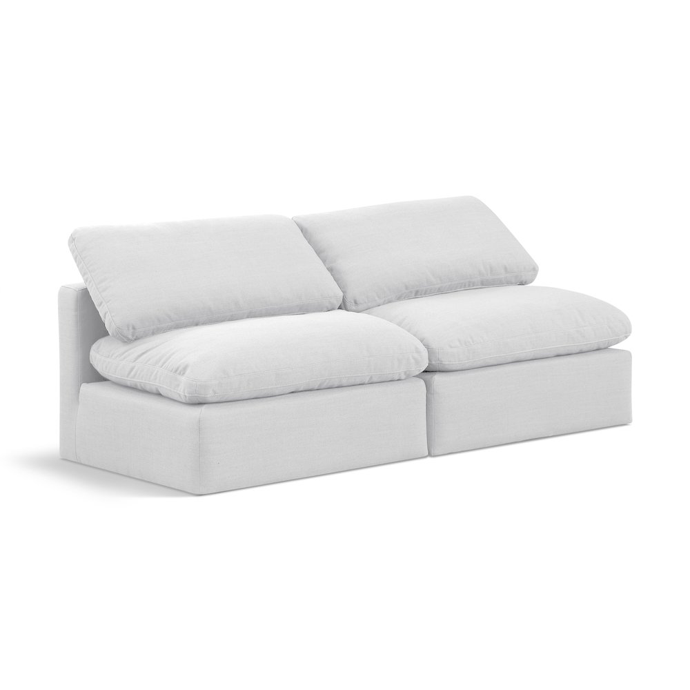 Indulge White Linen Textured Fabric Modular Sofa. Picture 1