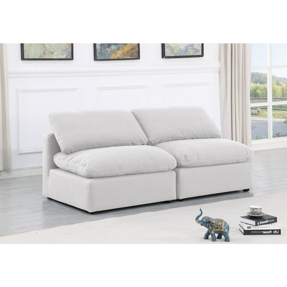 Indulge White Linen Textured Fabric Modular Sofa. Picture 2