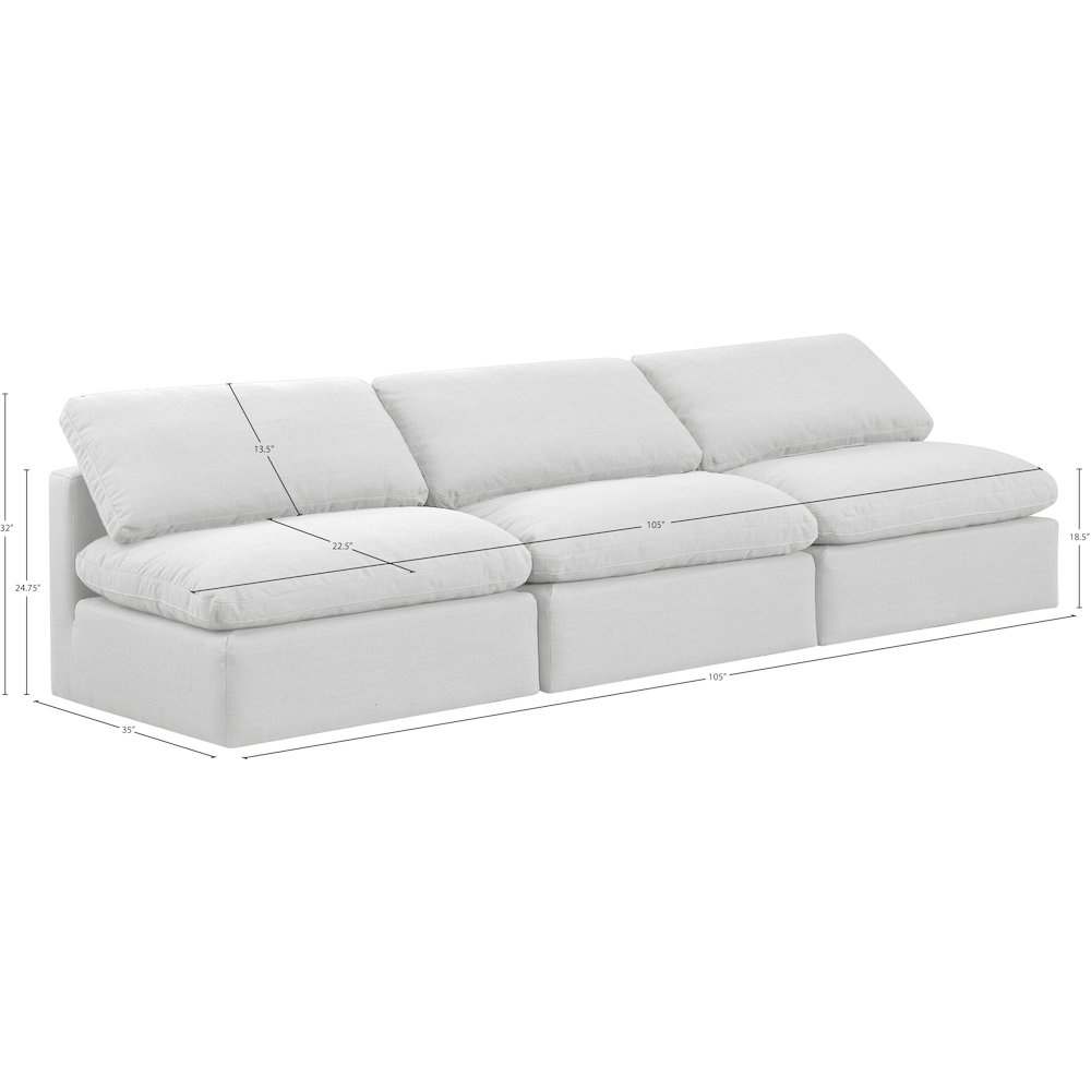 Indulge White Linen Textured Fabric Modular Sofa. Picture 7