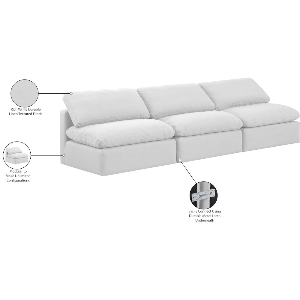 Indulge White Linen Textured Fabric Modular Sofa. Picture 8