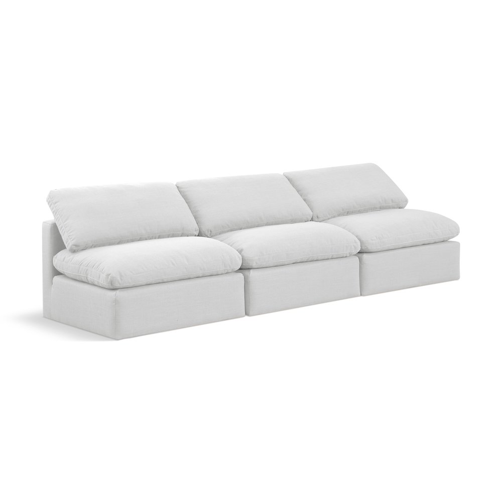 Indulge White Linen Textured Fabric Modular Sofa. Picture 1