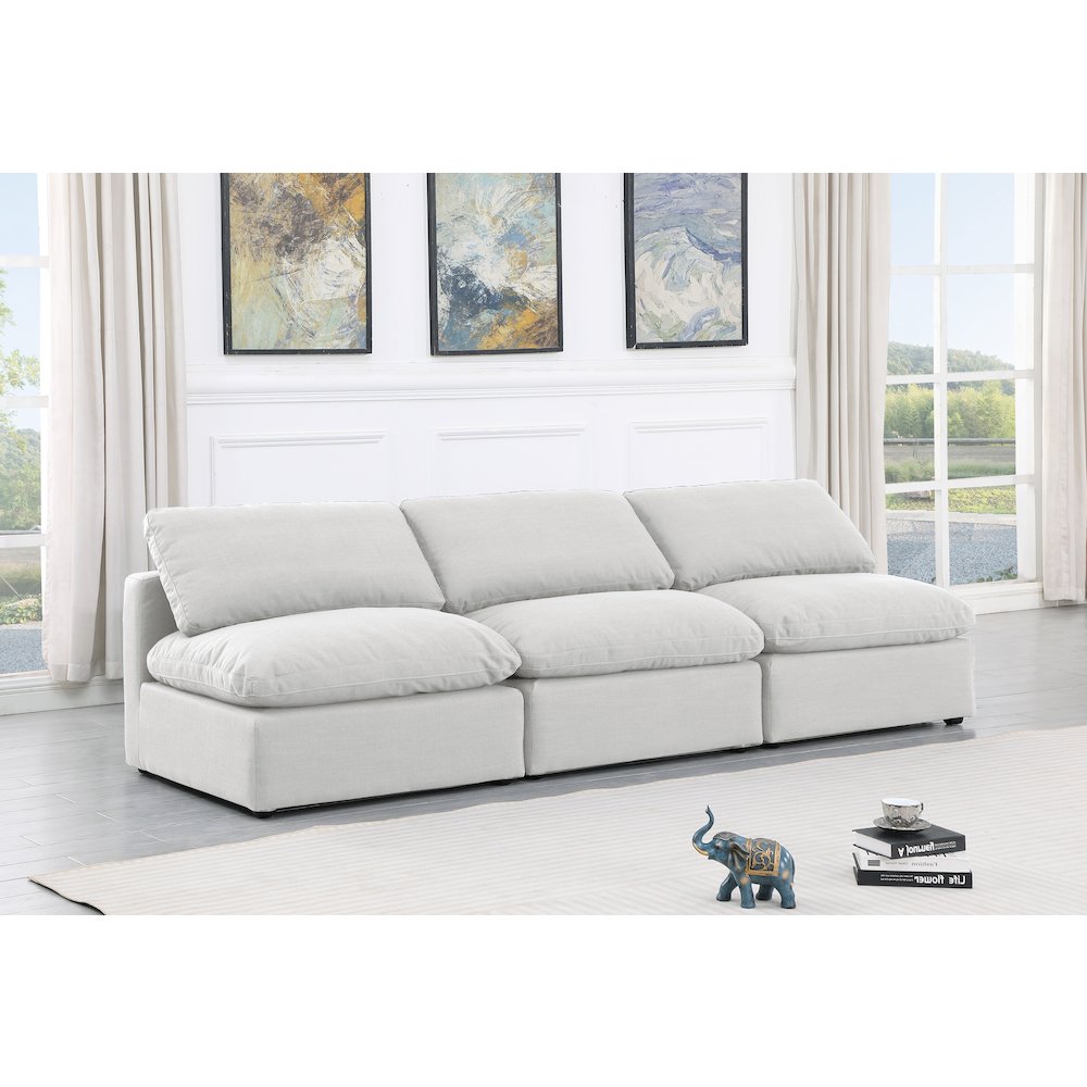 Indulge White Linen Textured Fabric Modular Sofa. Picture 2