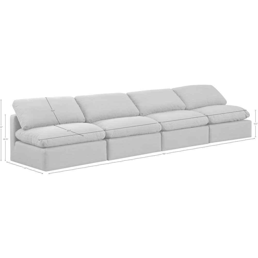 Indulge White Linen Textured Fabric Modular Sofa. Picture 7