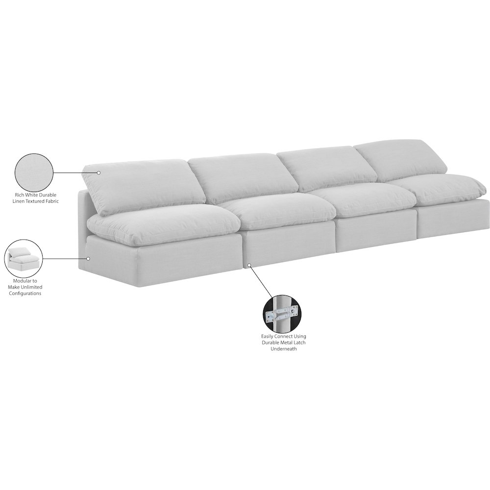 Indulge White Linen Textured Fabric Modular Sofa. Picture 8