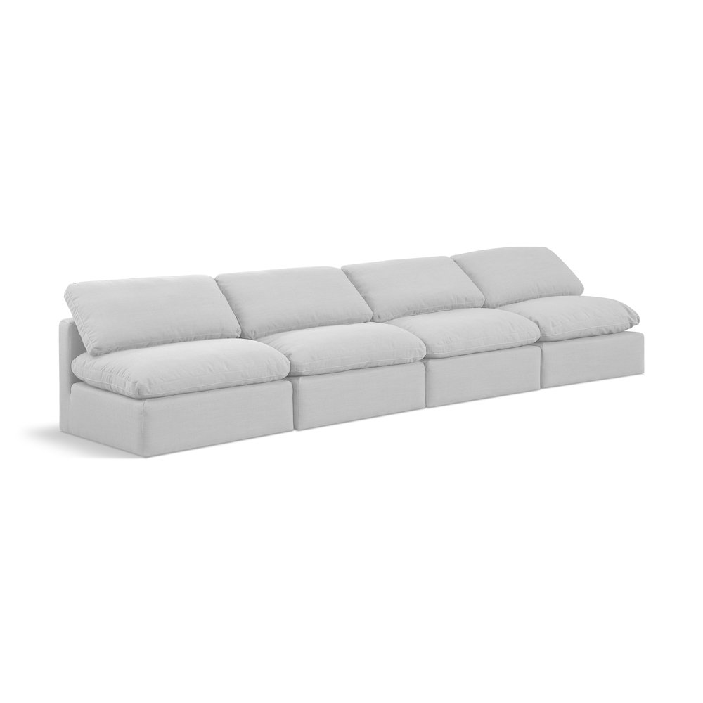 Indulge White Linen Textured Fabric Modular Sofa. Picture 1