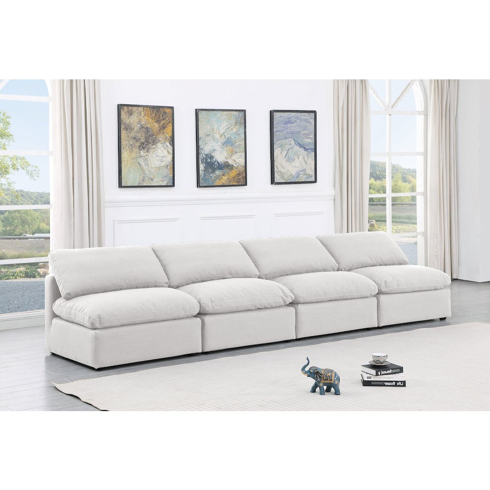 Indulge White Linen Textured Fabric Modular Sofa. Picture 2