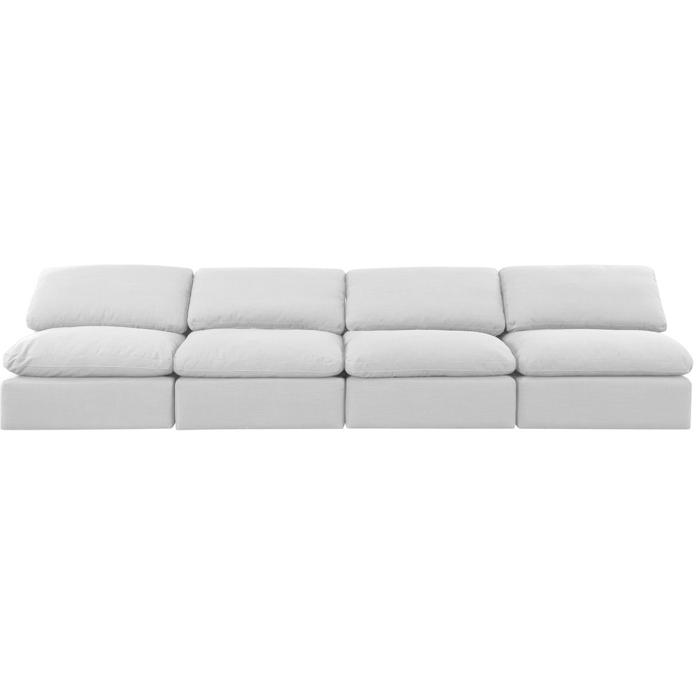 Indulge White Linen Textured Fabric Modular Sofa. Picture 4