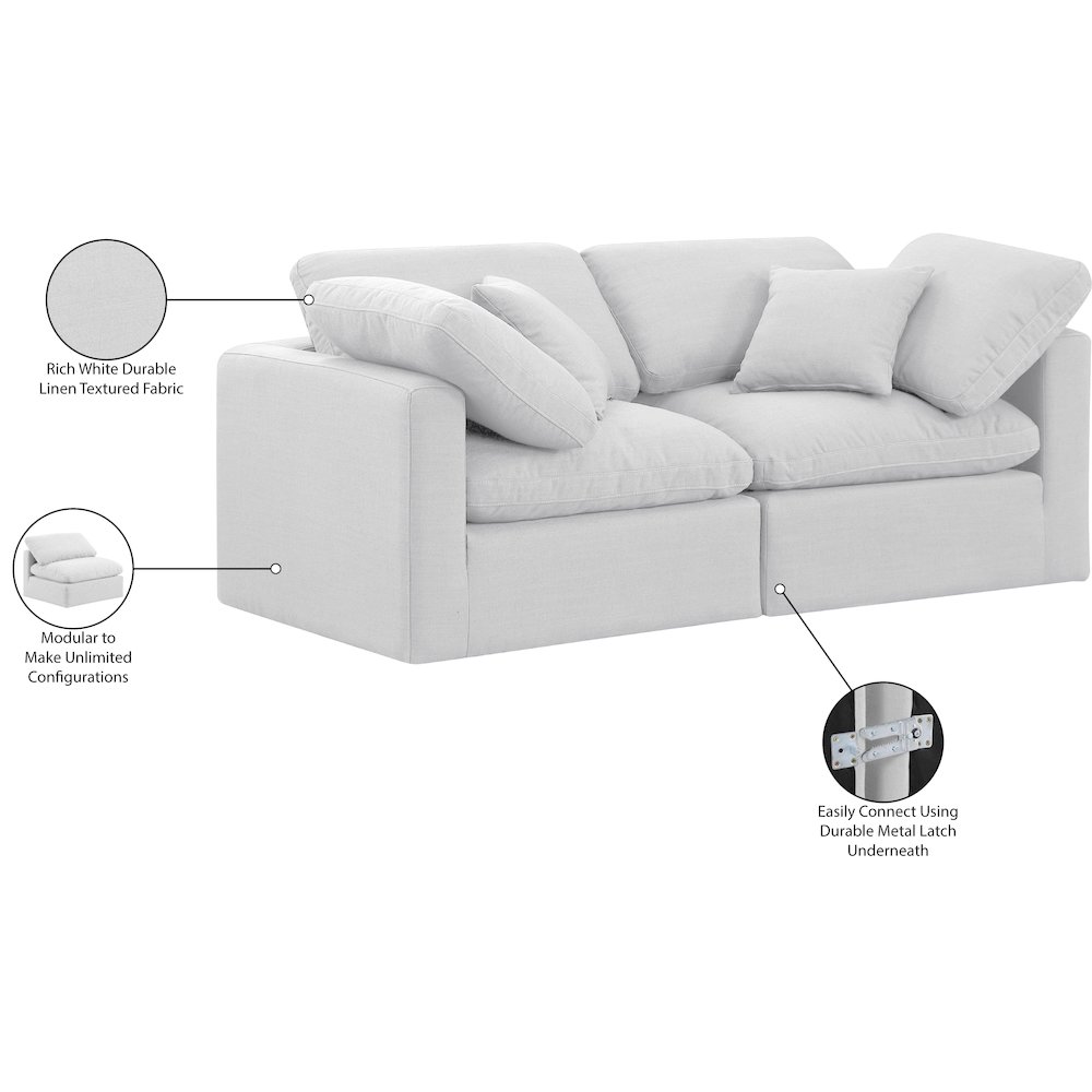 Indulge White Linen Textured Fabric Modular Sofa. Picture 9
