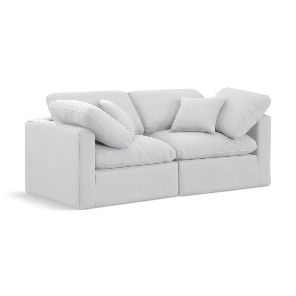 Indulge White Linen Textured Fabric Modular Sofa. Picture 1