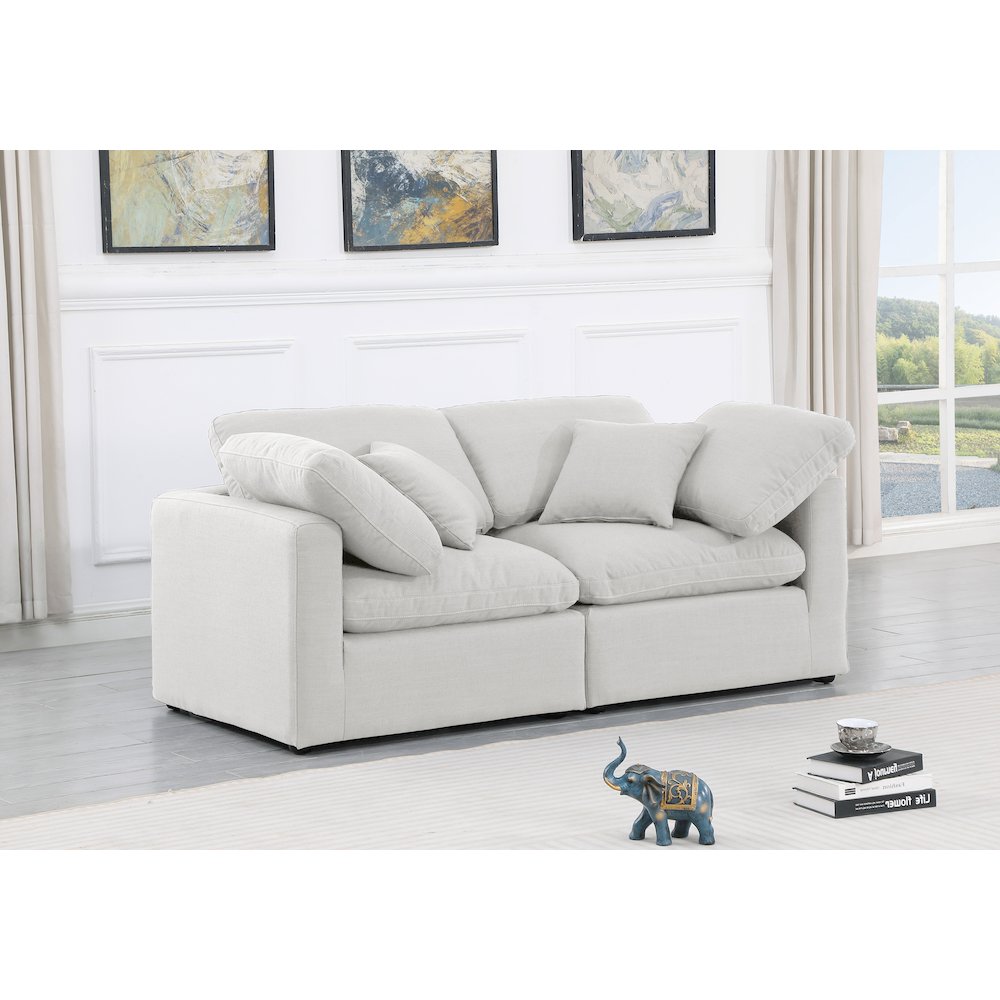 Indulge White Linen Textured Fabric Modular Sofa. Picture 2