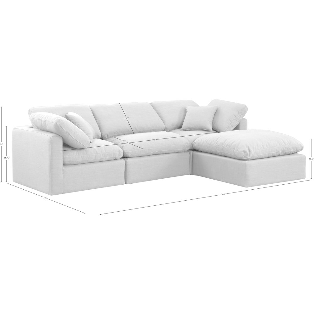 Indulge White Linen Textured Fabric Modular Sectional. Picture 8