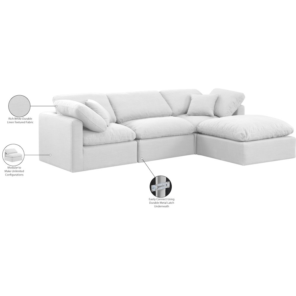 Indulge White Linen Textured Fabric Modular Sectional. Picture 9