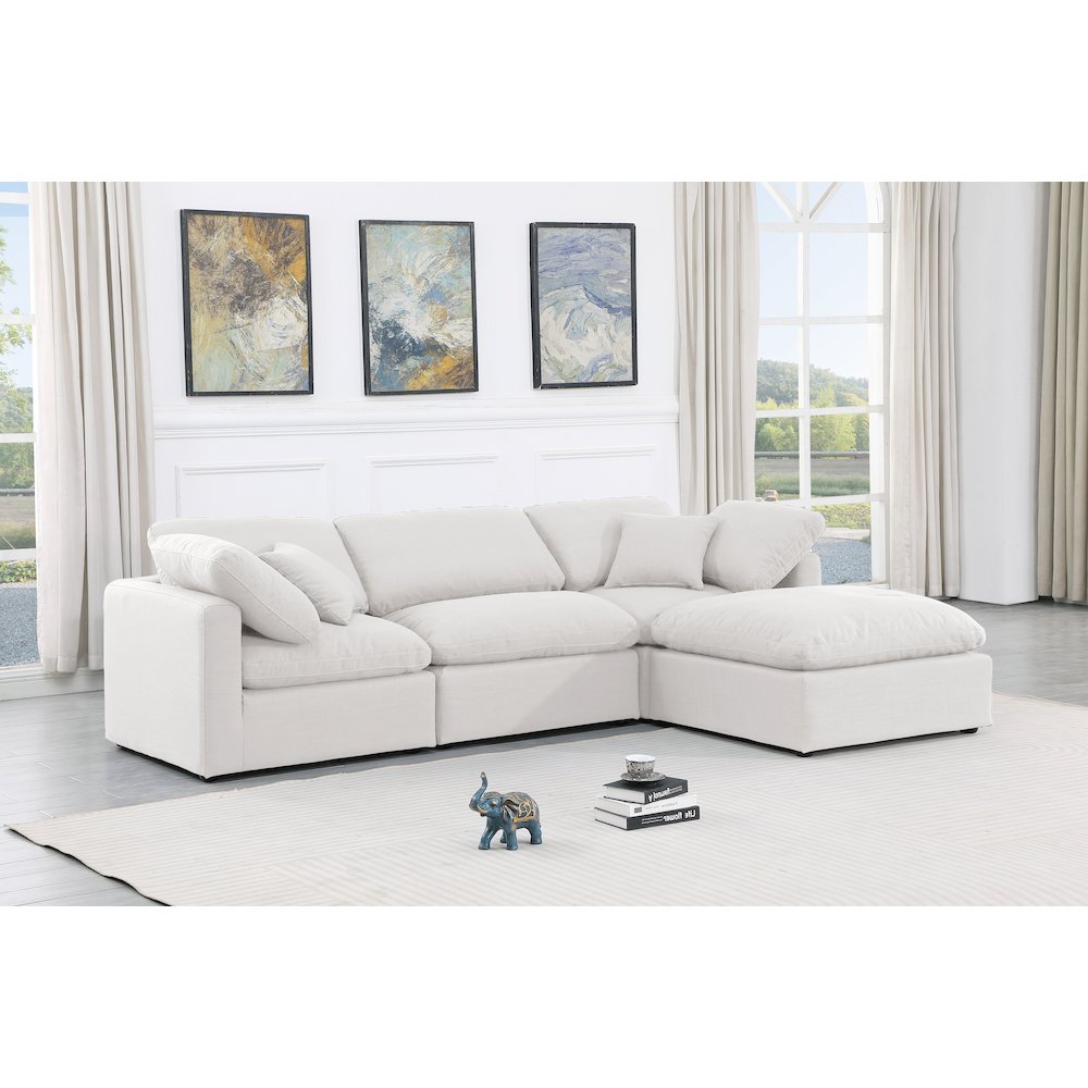 Indulge White Linen Textured Fabric Modular Sectional. Picture 2