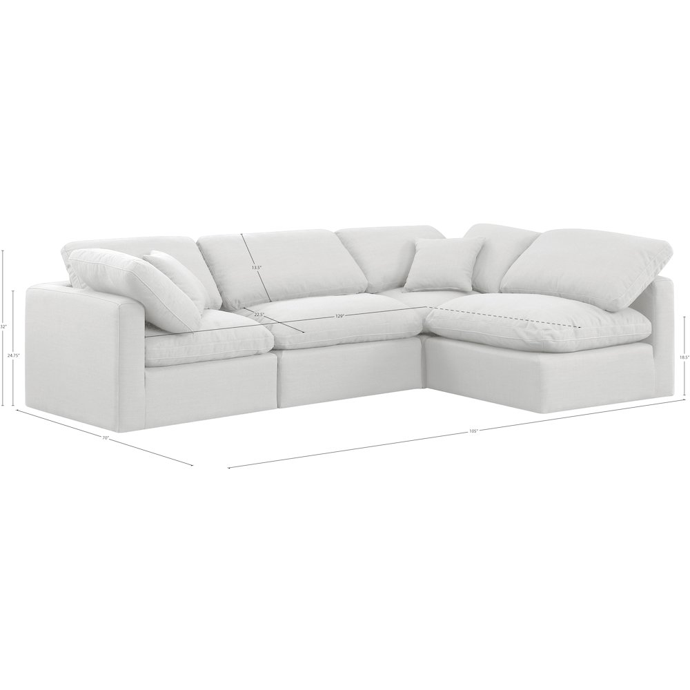 Indulge White Linen Textured Fabric Modular Sectional. Picture 9