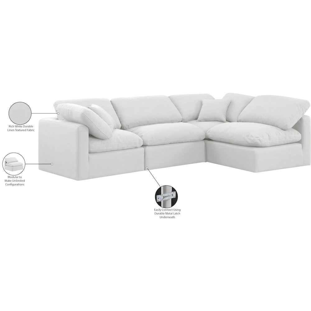 Indulge White Linen Textured Fabric Modular Sectional. Picture 10