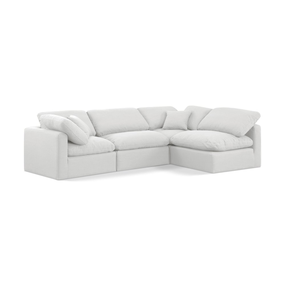 Indulge White Linen Textured Fabric Modular Sectional. Picture 1