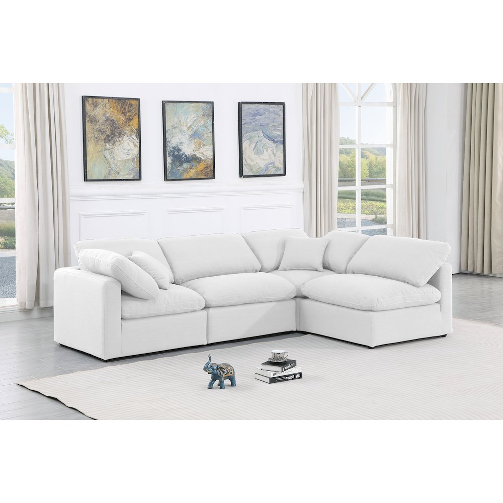 Indulge White Linen Textured Fabric Modular Sectional. Picture 2