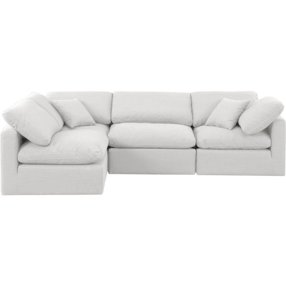 Indulge White Linen Textured Fabric Modular Sectional. Picture 4