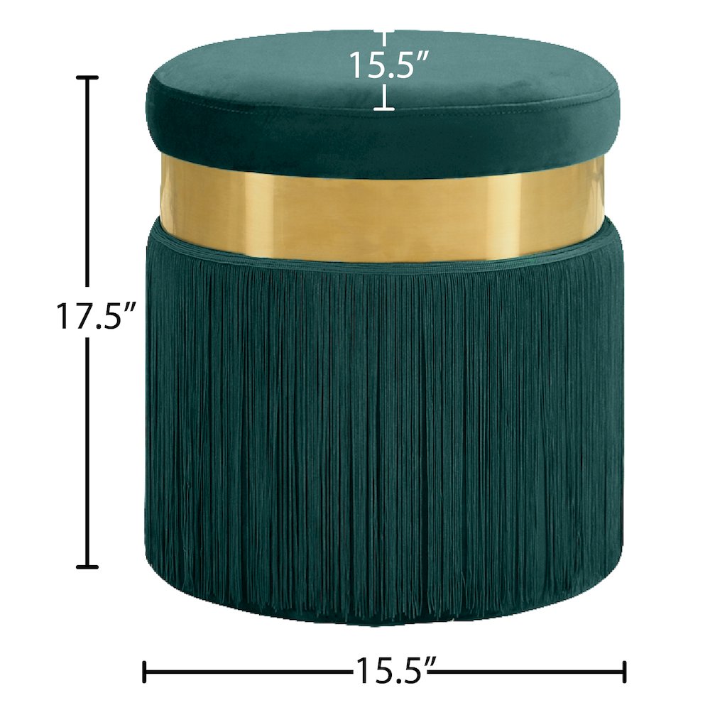 Yasmine Green Velvet Ottoman/Stool. Picture 3