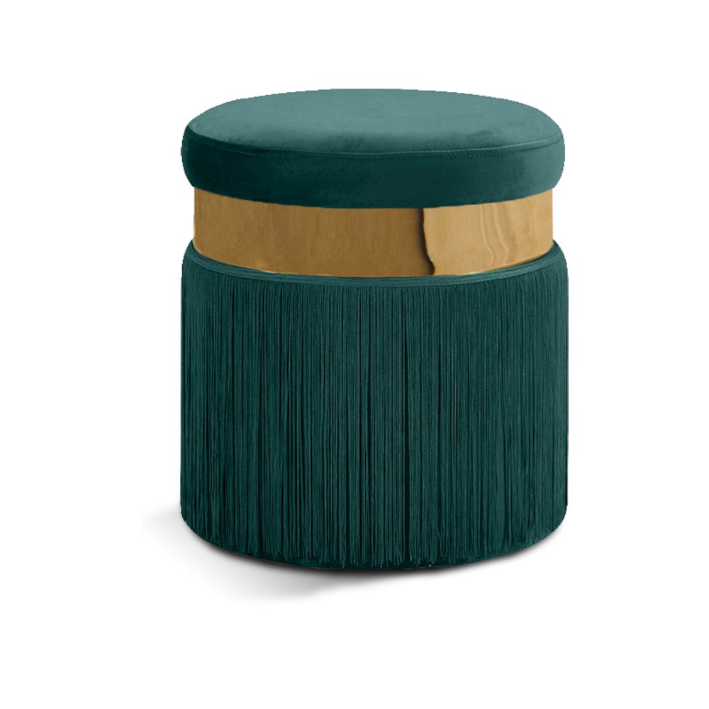 Yasmine Green Velvet Ottoman/Stool. Picture 1