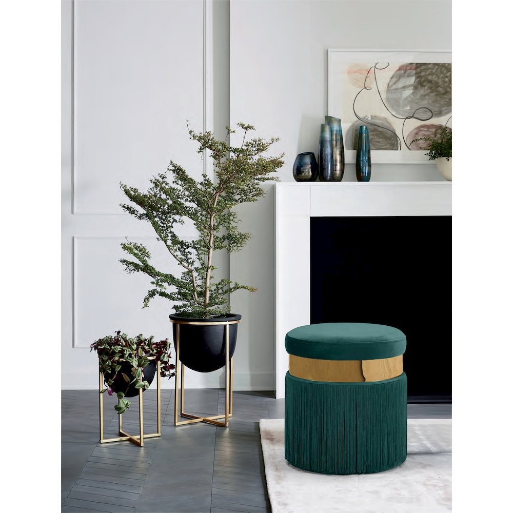 Yasmine Green Velvet Ottoman/Stool. Picture 2
