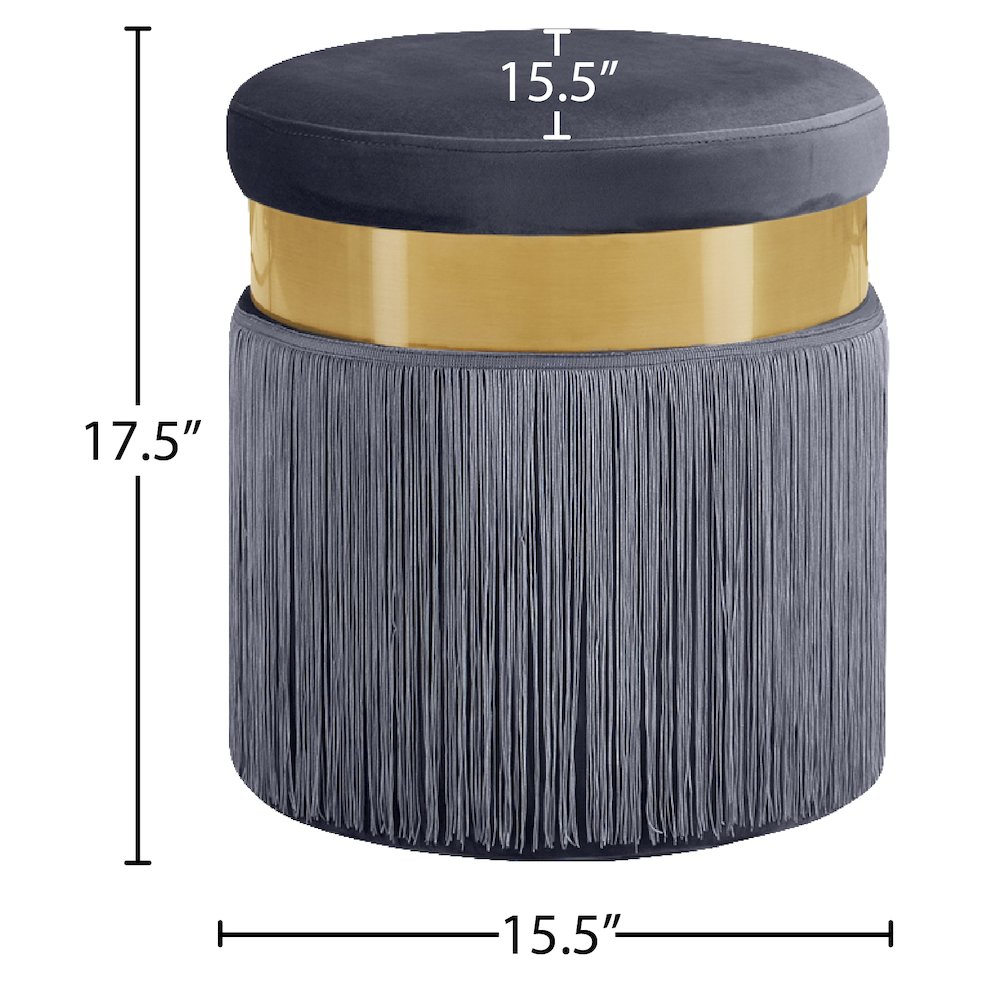 Yasmine Grey Velvet Ottoman/Stool. Picture 3