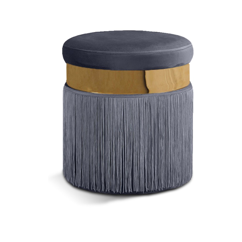 Yasmine Grey Velvet Ottoman/Stool. Picture 1