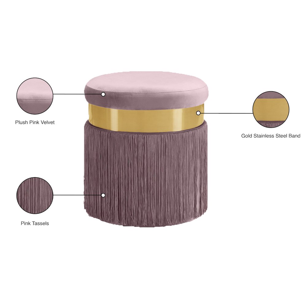 Yasmine Pink Velvet Ottoman/Stool. Picture 4