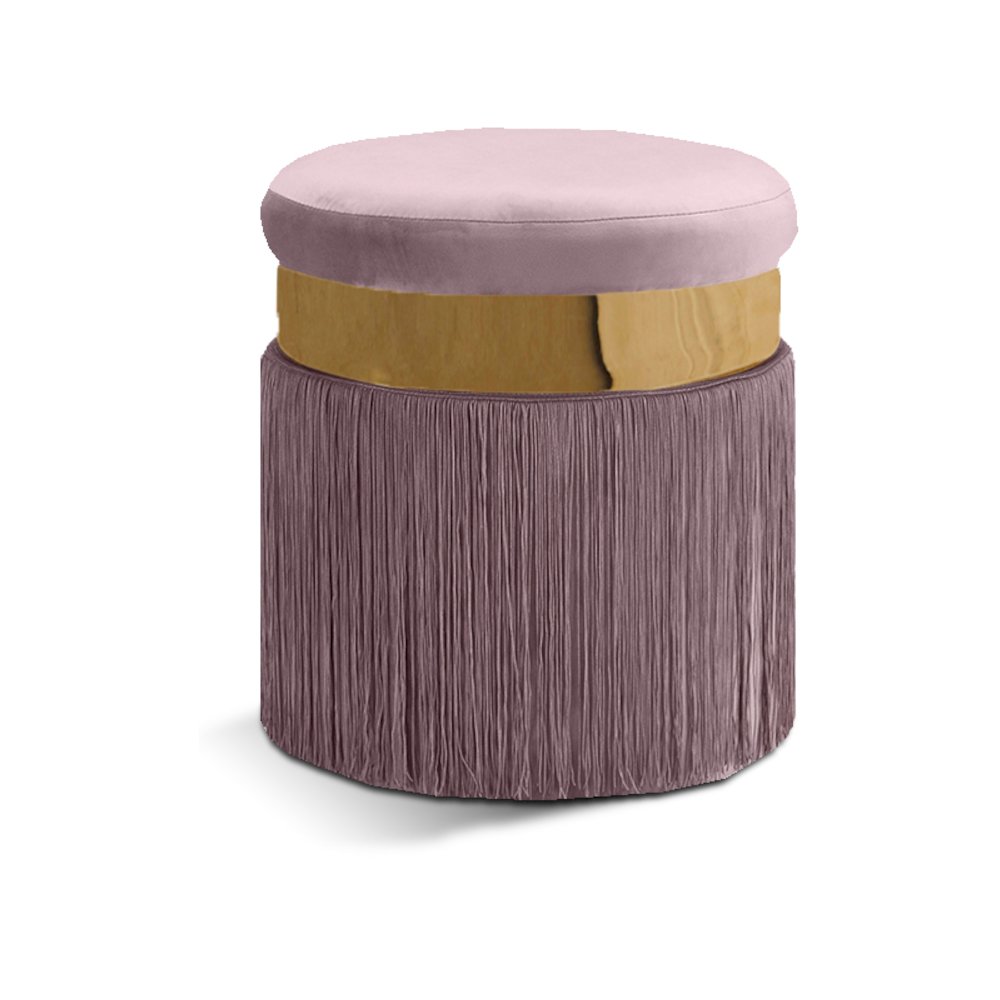 Yasmine Pink Velvet Ottoman/Stool. Picture 1