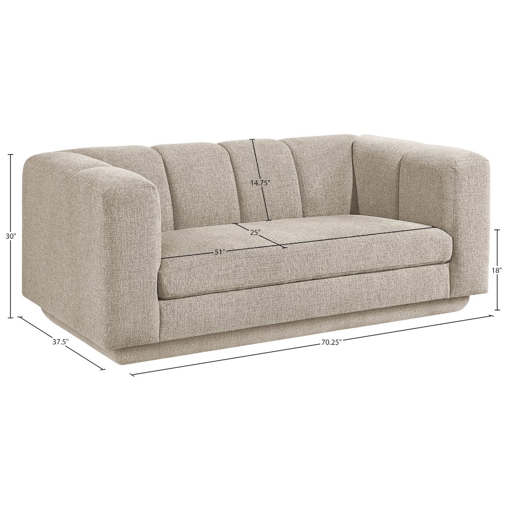 Modari 70.25" Beige Fabric Upholstered Loveseat. Picture 7